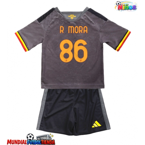 Camiseta AS Roma Rodrigo Mora #86 Tercera Equipación Replica 2026-27 para niños mangas cortas (+ Pantalones cortos)